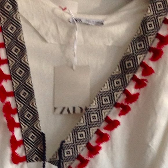 Zara  Bohemian  Pom Pom Tassel Dress - Picture 7 of 14